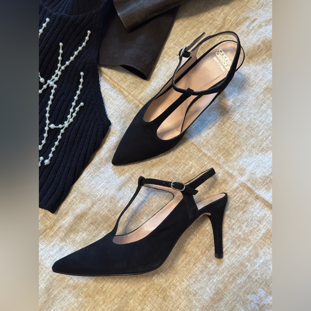 Andre Assous Black Suede sling back - Picture 2 of 9